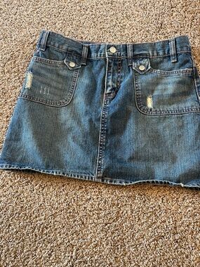 Vintage Old Navy Denim Jean Mini Skirt Distressed size 8 great condition